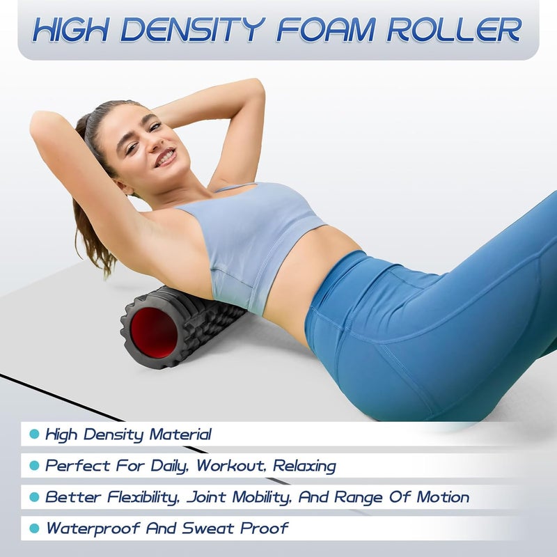Krightlink Foam Roller High Density Foam Roller Set for Deep Tissue Muscle Massage, 18" Trigger Point Fitness Exercise Massage Roller, Self-Myofascial Release for Whole Body (Black-18(2 in 1)) - Image 5